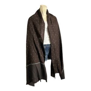 Bajra Merino Wool Scarf Shawl Wrap 100% Merino Wool Brown Blue Woven Knit
